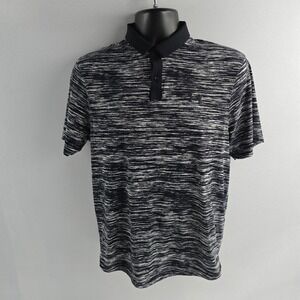 Under Armour Iso-Chill Polo Shirt Men's‎ MD Black White Striped Golf